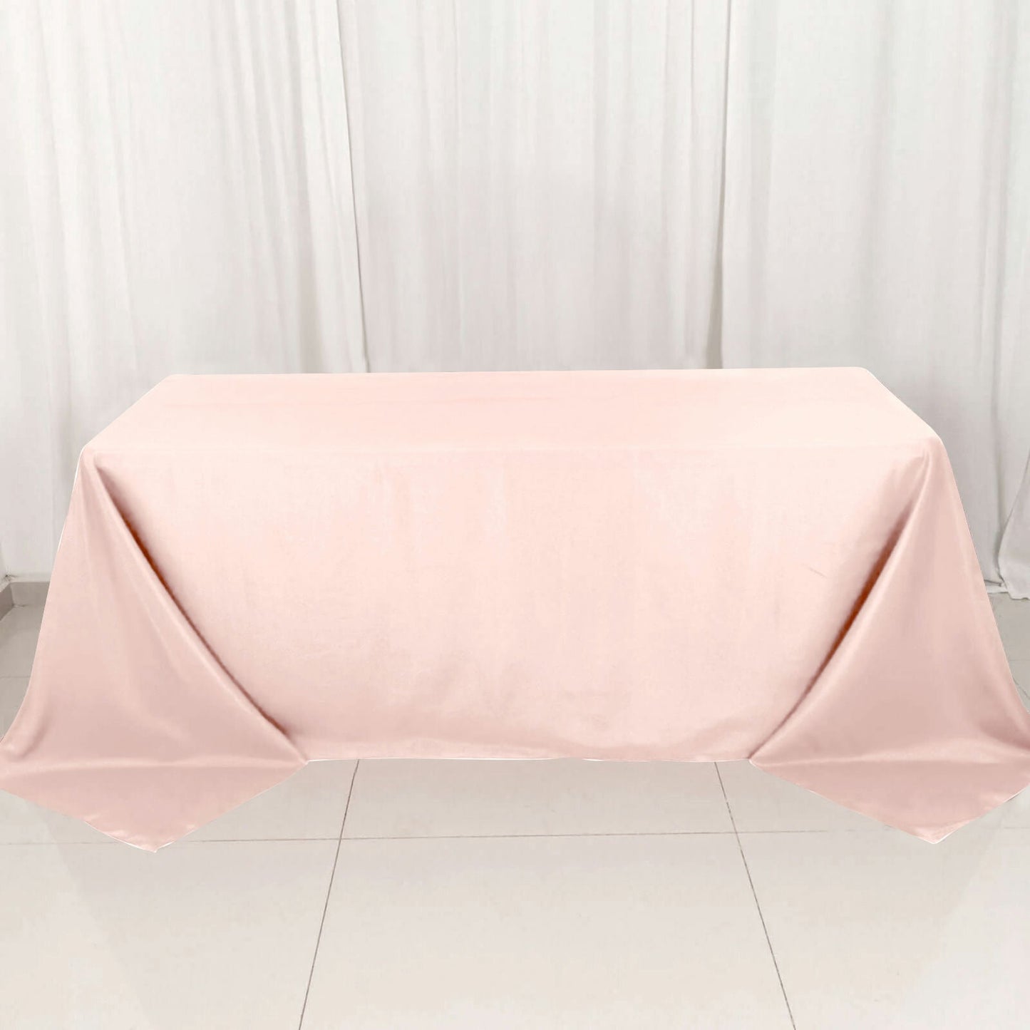 Polyester 90"x132" Rectangle Tablecloth Blush - Seamless Wrinkle-Resistant Table Cover