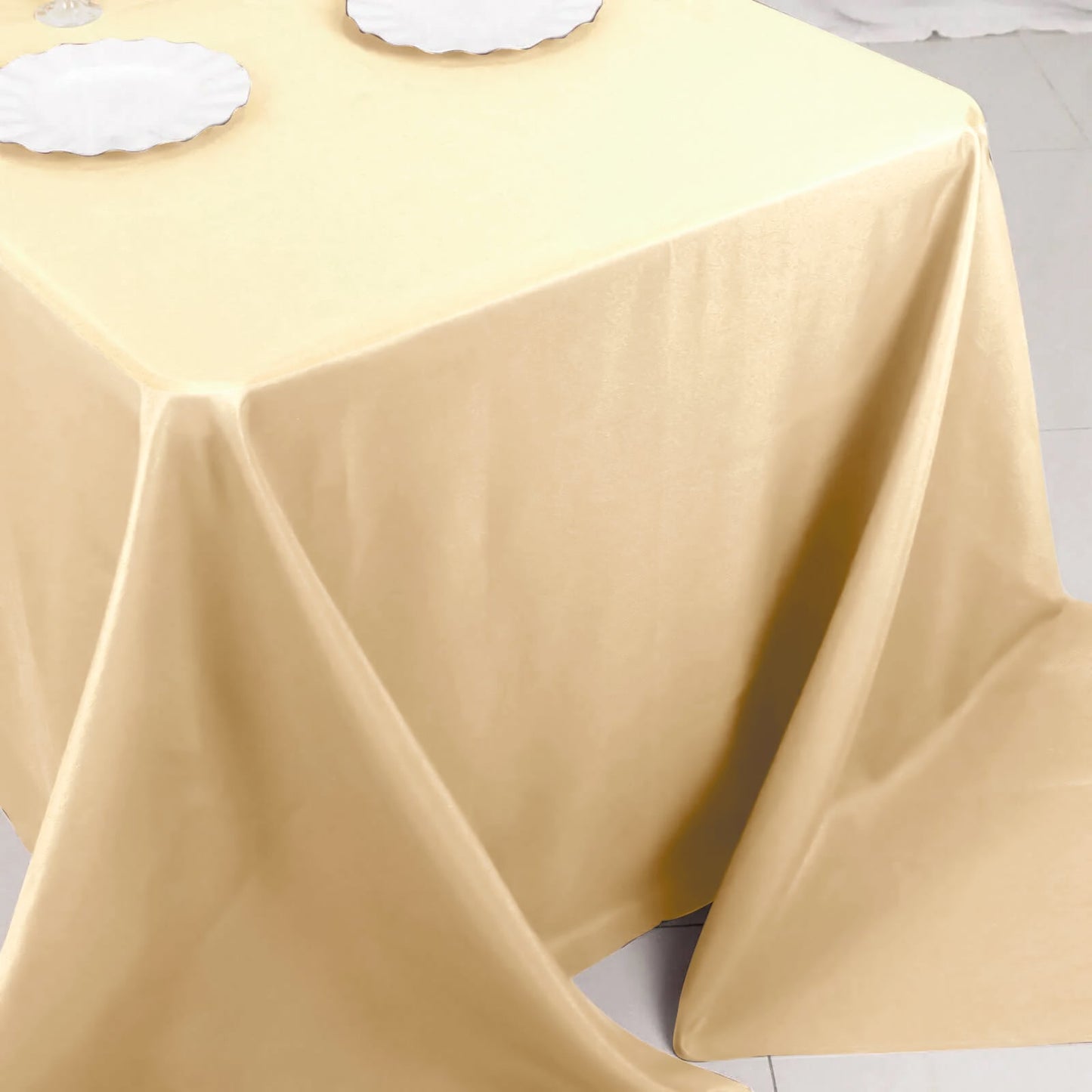 Polyester 90"x132" Rectangle Tablecloth Beige - Seamless Wrinkle-Resistant Table Cover