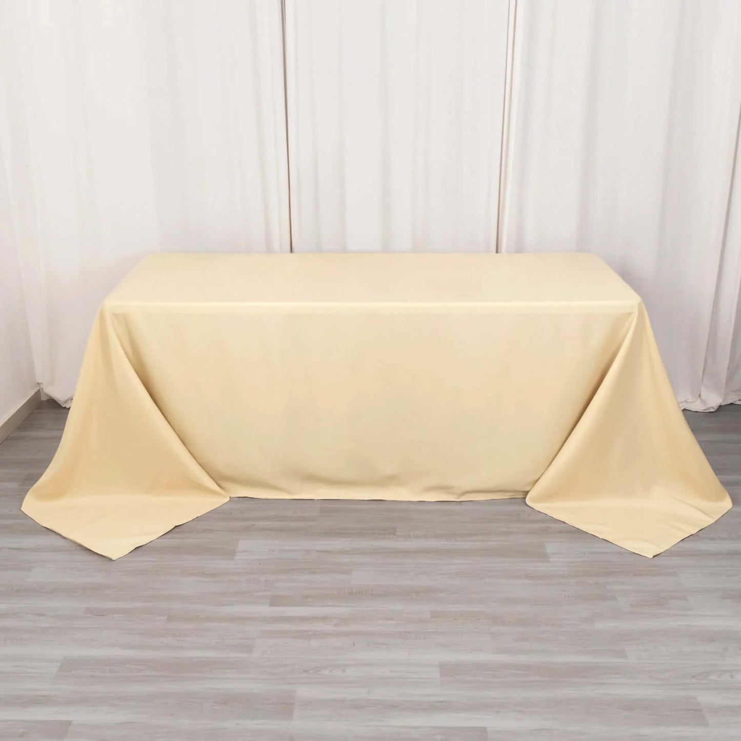 Premium Polyester 90"x132" Rectangle Tablecloth Beige - Seamless 220GSM Stain-Resistant Table Cover