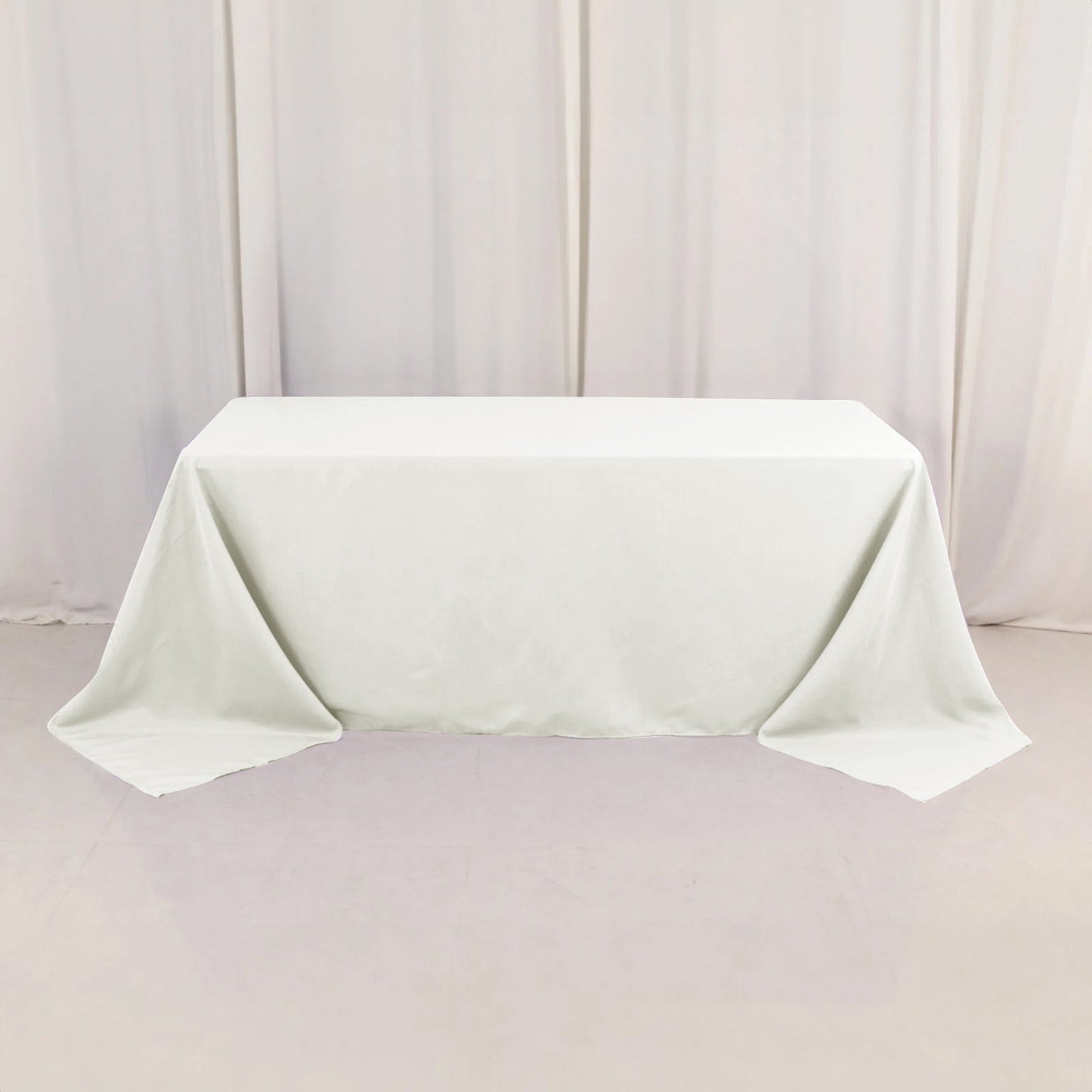 Premium Polyester 90"x132" Rectangle Tablecloth Ivory - Seamless 220GSM Stain-Resistant Table Cover