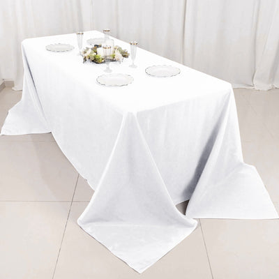 Premium Polyester 90"x132" Rectangle Tablecloth White - Seamless 220GSM Stain-Resistant Design for Luxurious Events
