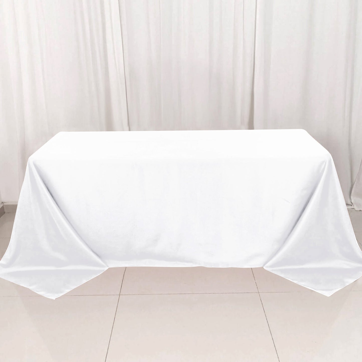 Premium Polyester 90"x132" Rectangle Tablecloth White - Seamless 220GSM Stain-Resistant Design for Luxurious Events