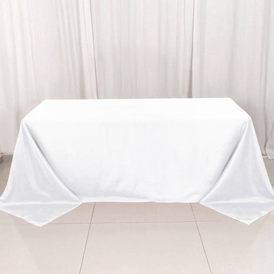 Premium Polyester 90"x132" Rectangle Tablecloth White - Seamless 220GSM Stain-Resistant Design for Luxurious Events