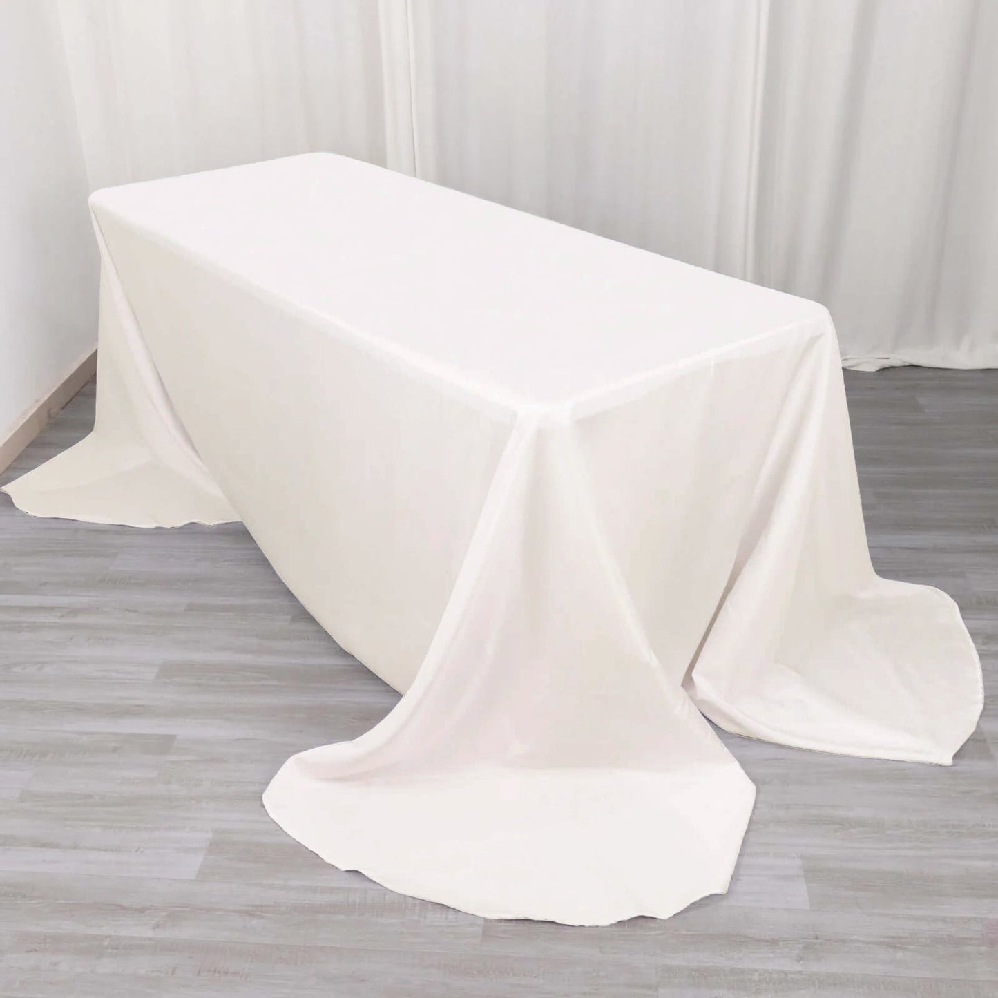 Polyester 90"x156" Rectangle Tablecloth Ivory - Rounded Corners and Seamless Table Cover