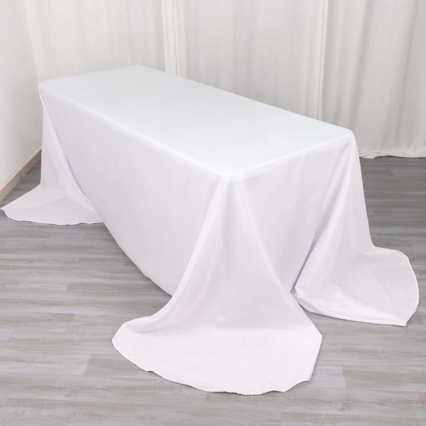 Polyester 90"x156" Rectangle Tablecloth White - Rounded Corners and Seamless Design for Luxe Events