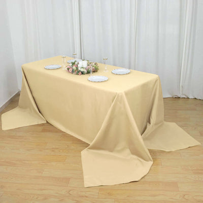 Polyester 90"x156" Rectangle Tablecloth Beige - Seamless Wrinkle-Resistant Table Cover