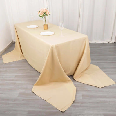 Premium Polyester 90"x156" Rectangle Tablecloth Beige - Seamless 220GSM Stain-Resistant Table Cover