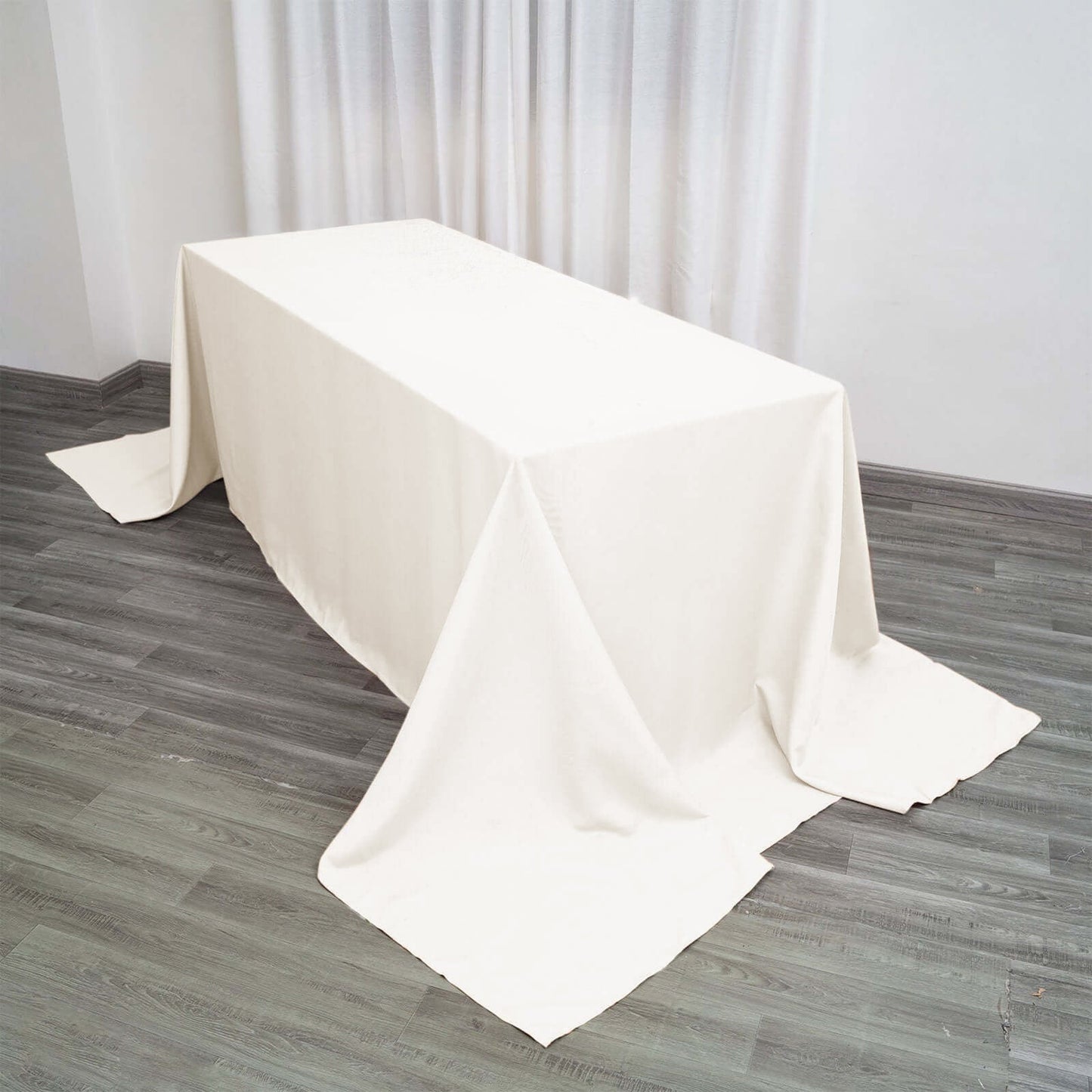 Polyester 90"x156" Rectangle Tablecloth Ivory - Seamless Wrinkle-Resistant Table Cover