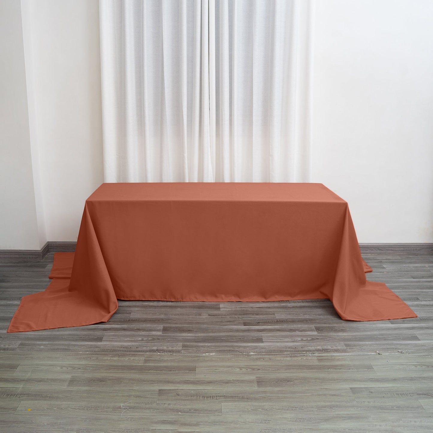 Polyester 90"x156" Rectangle Tablecloth Terracotta (Rust)- Seamless Wrinkle-Resistant Table Cover