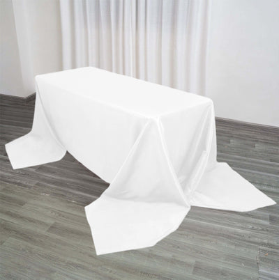 Premium Polyester 90"x156" Rectangle Tablecloth White - Seamless 220GSM Stain-Resistant Design for Classy Events