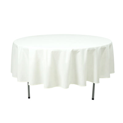 Premium Polyester 90" Round Tablecloth Ivory - Stain and Wrinkle-Resistant Design with 220GSM Thickness Table Cover