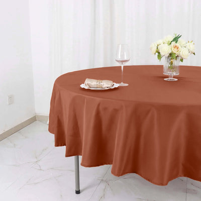 Polyester 90" Round Tablecloth Terracotta (Rust) - Stain & Wrinkle-Resistant Table Cover