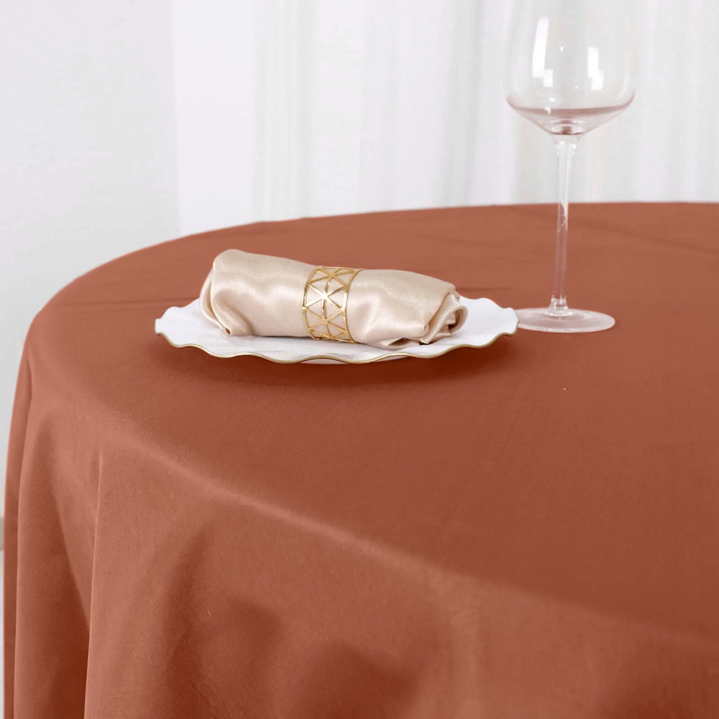 Polyester 90" Round Tablecloth Terracotta (Rust) - Stain & Wrinkle-Resistant Table Cover