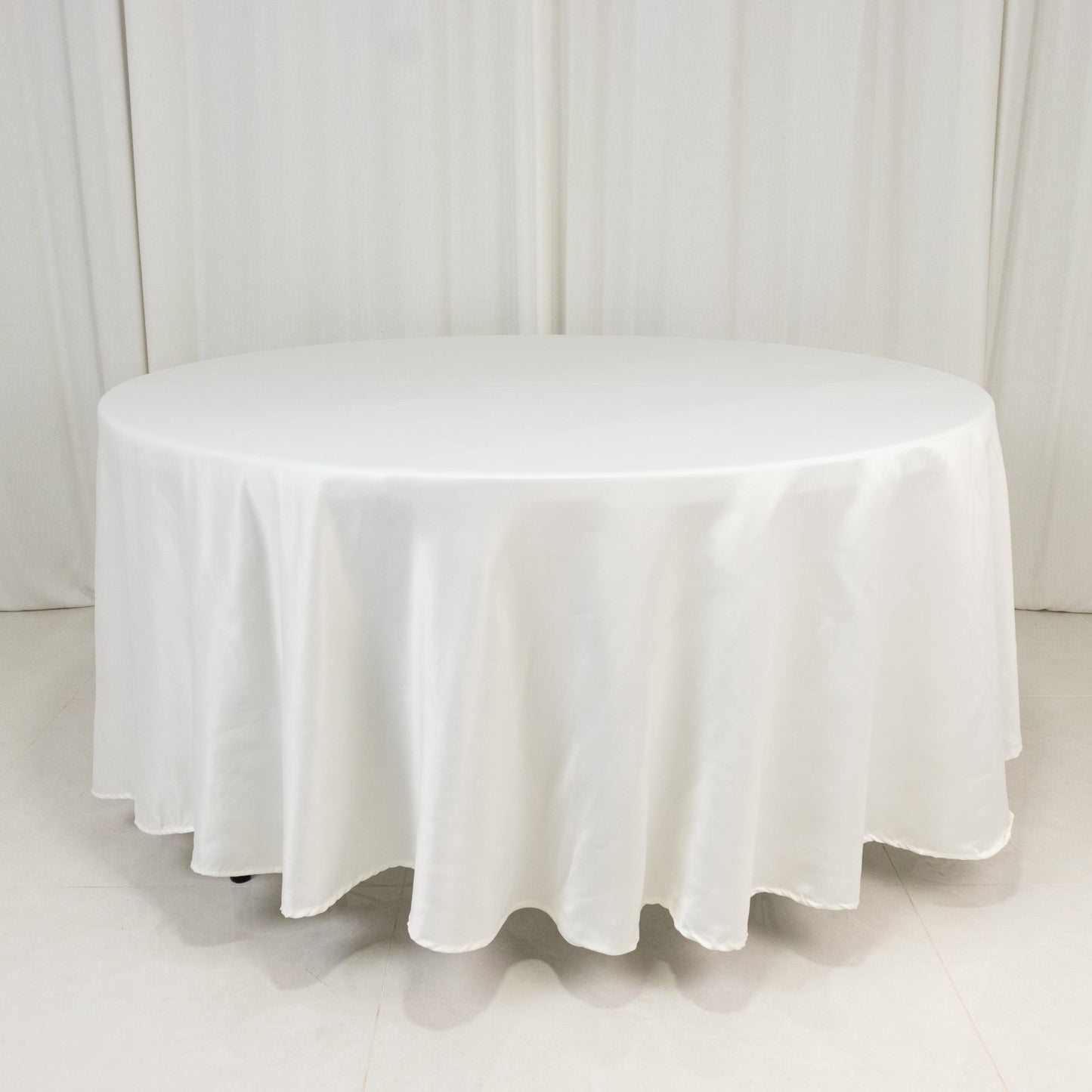 Lamour Satin 108" Round Tablecloth Ivory - Durable & Silk-Like Table Cover