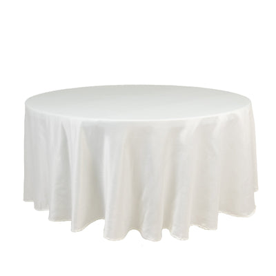 Lamour Satin 108" Round Tablecloth Ivory - Durable & Silk-Like Table Cover