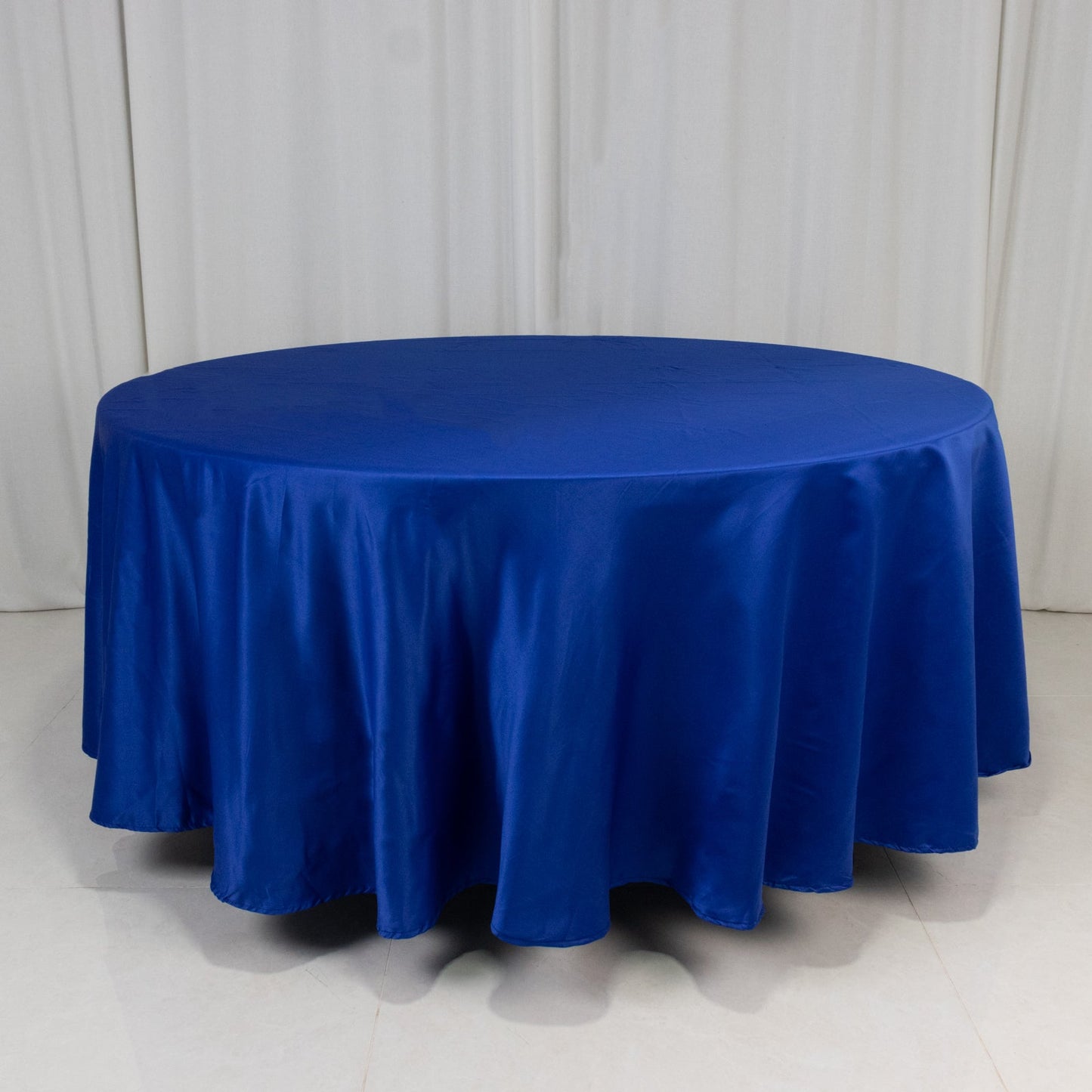Lamour Satin 108" Round Tablecloth Royal Blue - Durable & Silk-Like Table Cover