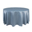 Lamour Satin 120" Round Tablecloth Dusty Blue - Seamless Table Cover with Soft Tempered Sheen
