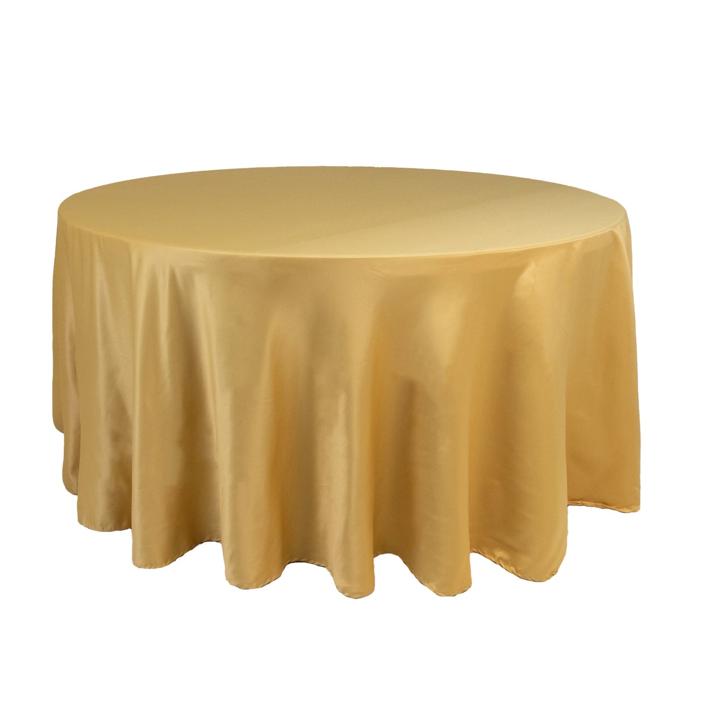 Lamour Satin 120" Round Tablecloth Champagne - Seamless Table Cover with Soft Tempered Sheen