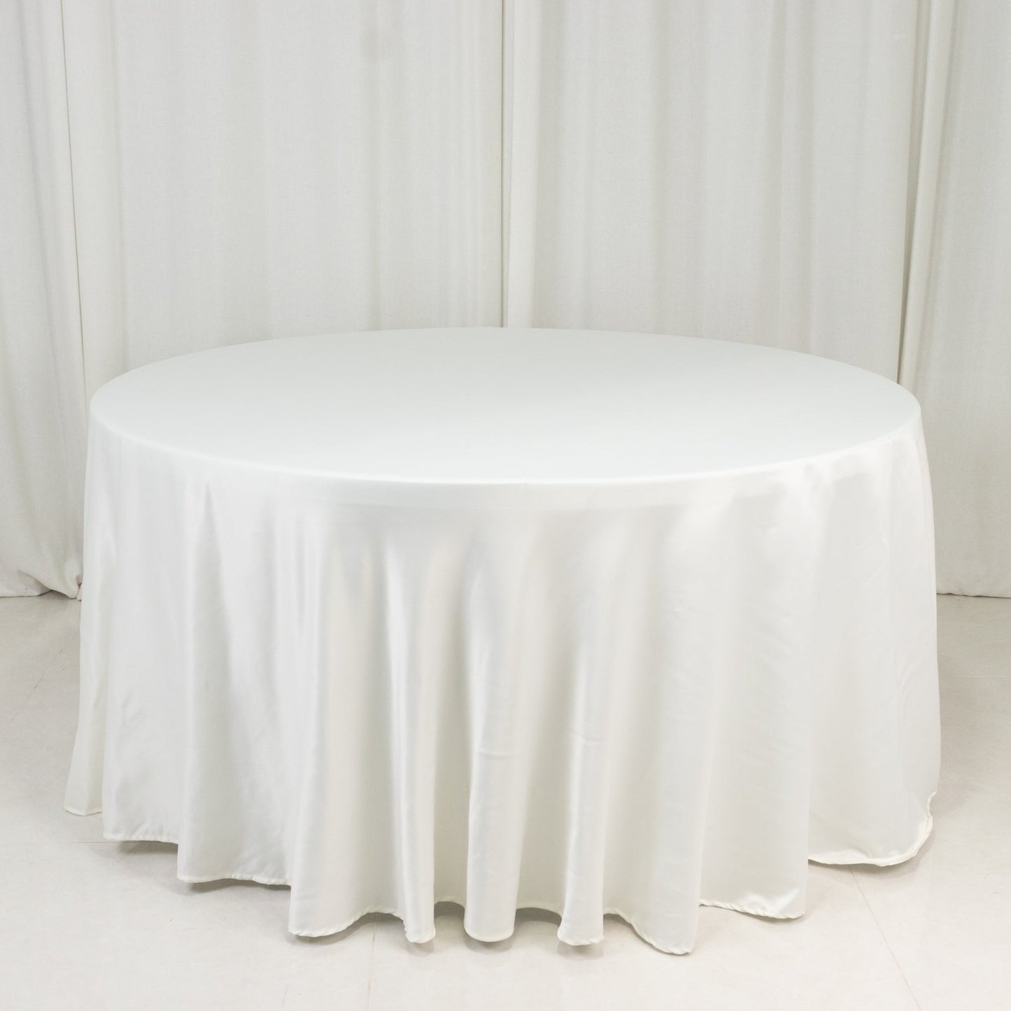 Lamour Satin 120" Round Tablecloth Ivory - Seamless Table Cover with Soft Tempered Sheen