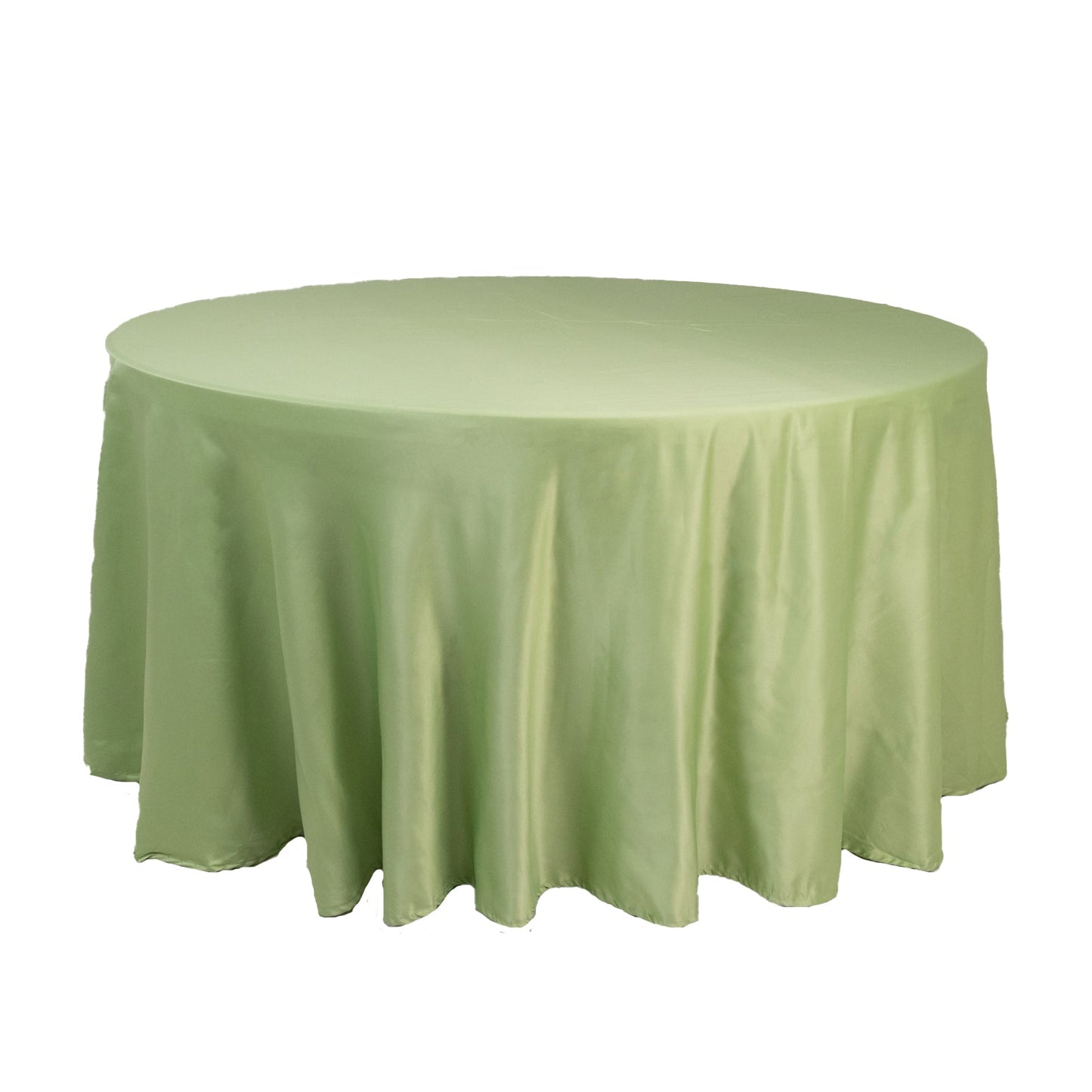 Lamour Satin 120" Round Tablecloth Sage Green - Seamless Table Cover with Soft Tempered Sheen