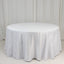 Lamour Satin 120" Round Tablecloth White - Seamless Table Cover with Soft Tempered Sheen for Upscale Gatherings