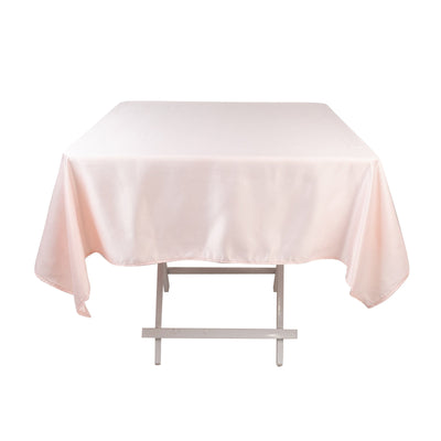 Lamour Satin 54"x54" Square Tablecloth Blush - Durable & Silk-Like Table Cover