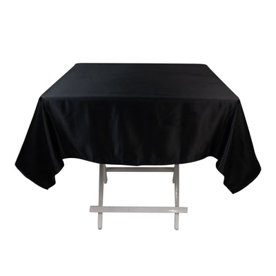 Lamour Satin 54"x54" Square Tablecloth Black - Durable & Silk-Like Table Cover for Weddings & Parties