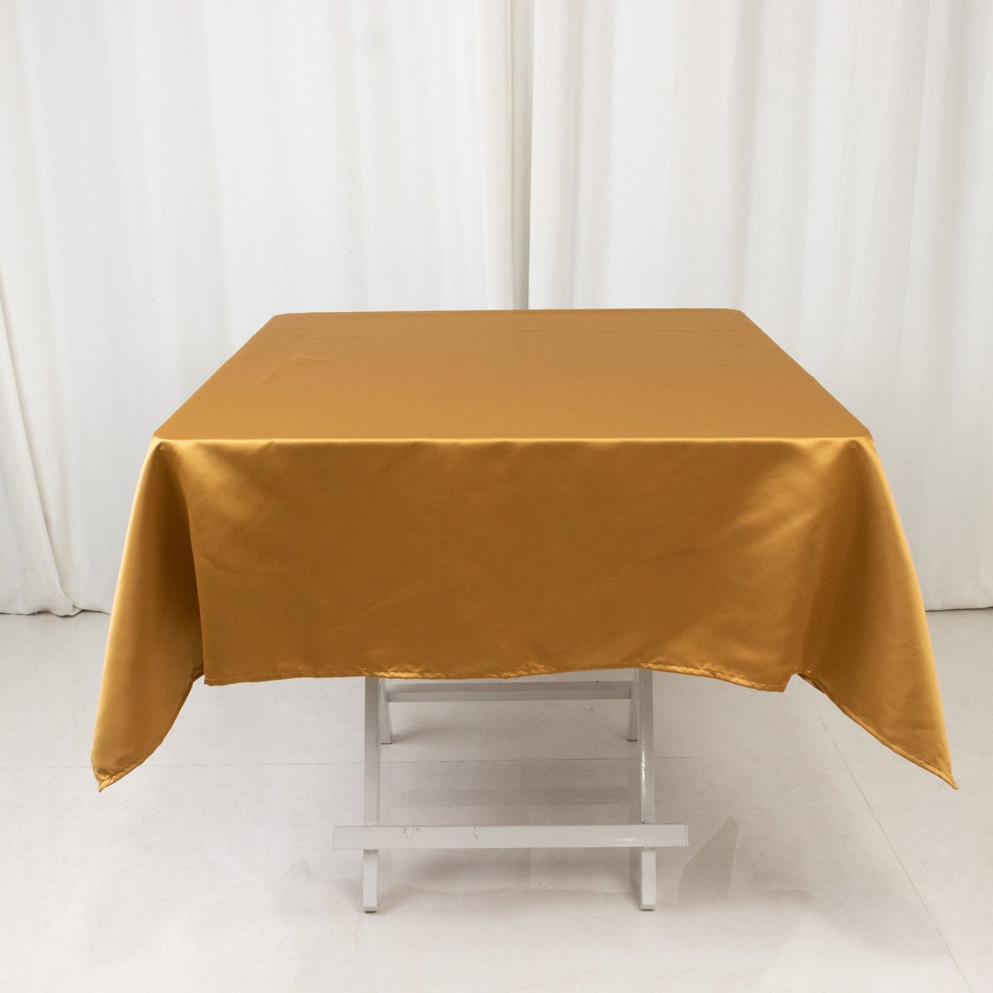 Lamour Satin 54"x54" Square Tablecloth Gold - Durable & Silk-Like Table Cover