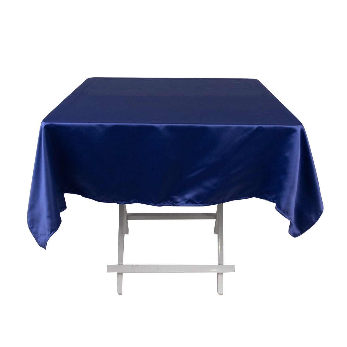 Lamour Satin 54"x54" Square Tablecloth Navy Blue - Durable & Silk-Like Table Cover