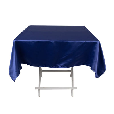 Lamour Satin 54"x54" Square Tablecloth Navy Blue - Durable & Silk-Like Table Cover