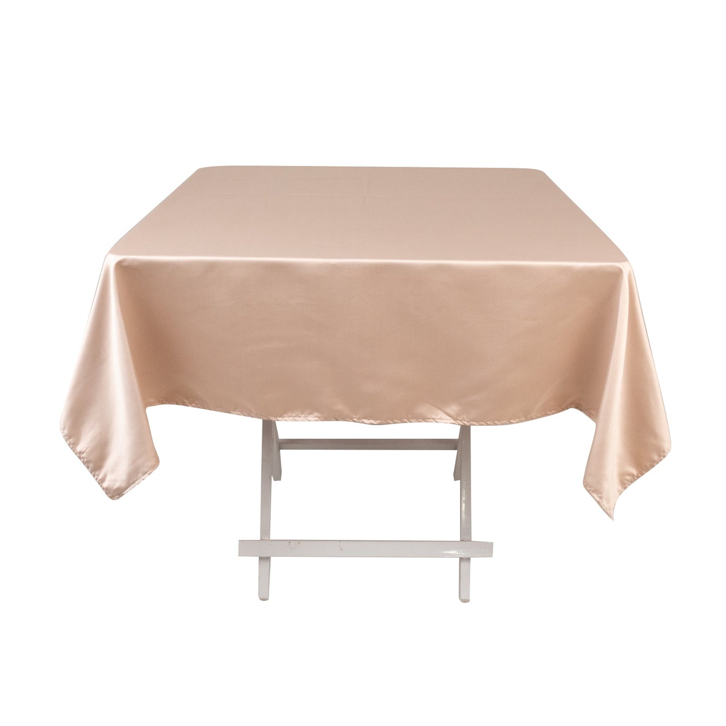 Lamour Satin 54"x54" Square Tablecloth Nude - Durable & Silk-Like Table Cover