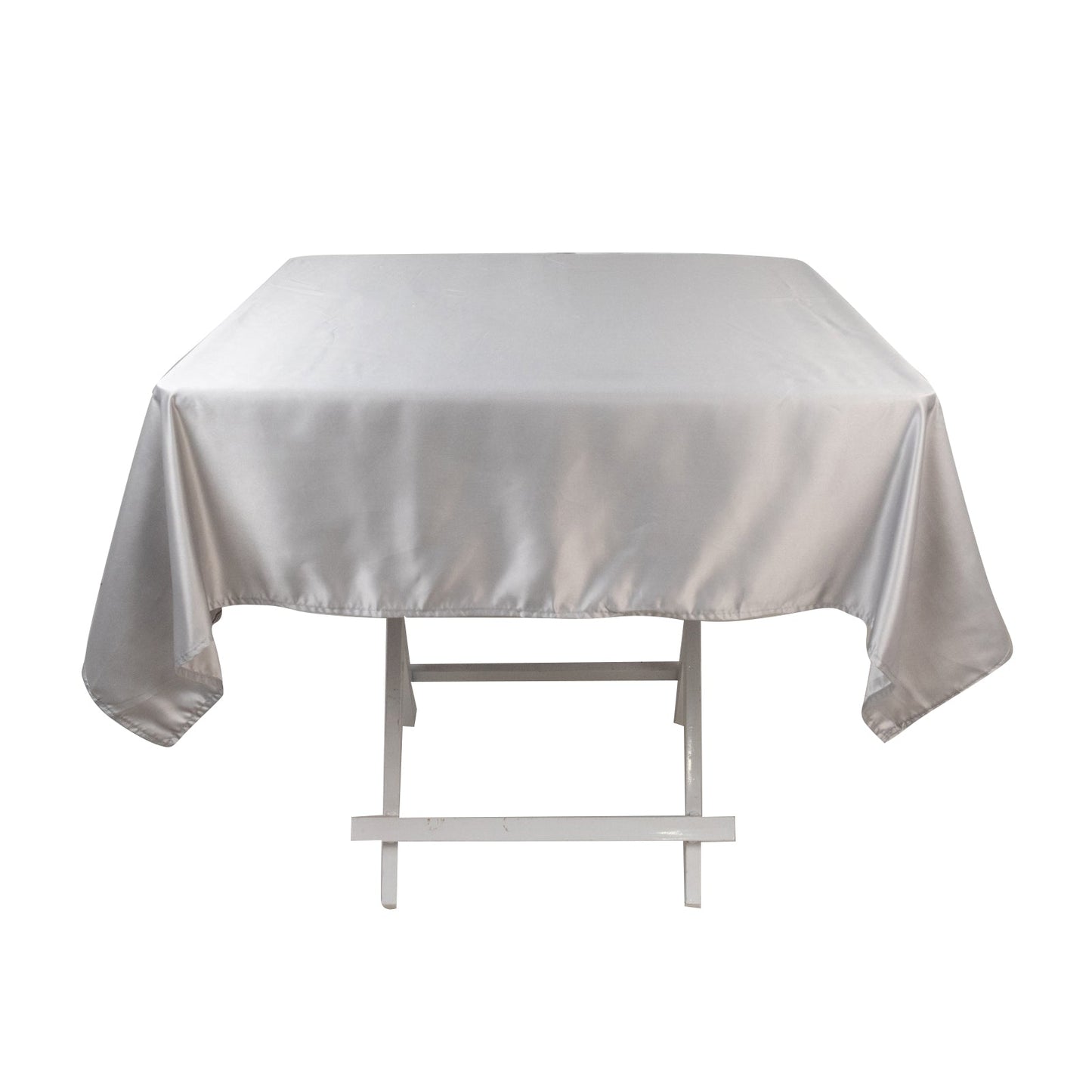 Lamour Satin 54"x54" Square Tablecloth Silver - Durable & Silk-Like Table Cover