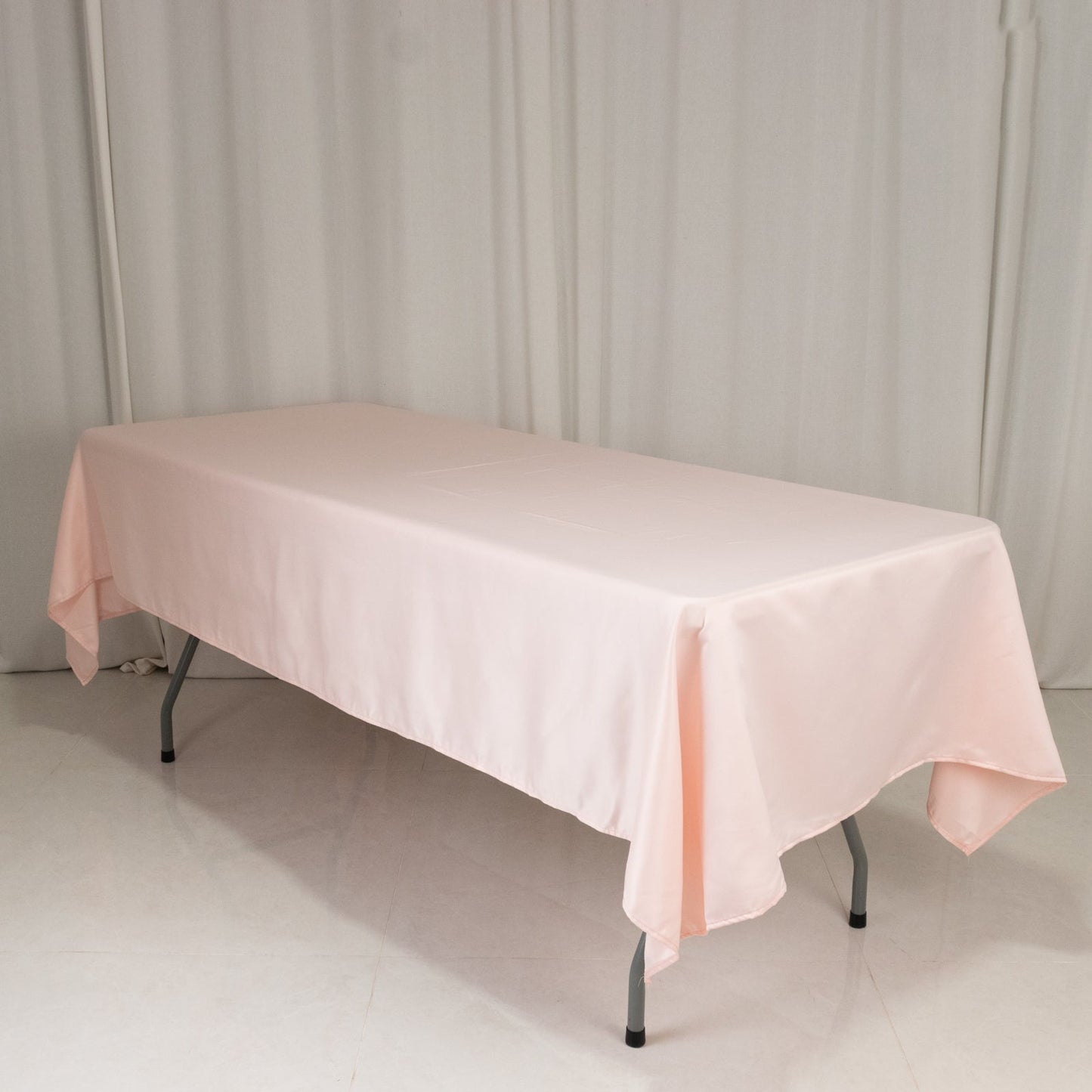 Lamour Satin 60"x102" Rectangle Tablecloth Blush - Durable & Silky Soft Feel Table Cover