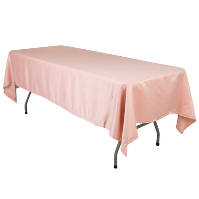 Lamour Satin 60"x102" Rectangle Tablecloth Dusty Rose - Durable & Silky Soft Feel Table Cover