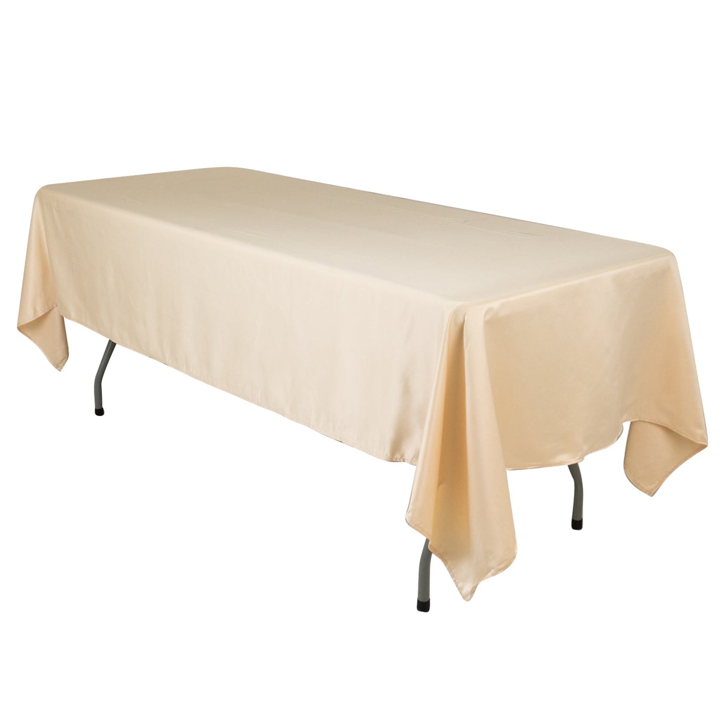 Lamour Satin 60"x102" Rectangle Tablecloth Beige - Durable & Silky Soft Feel Table Cover
