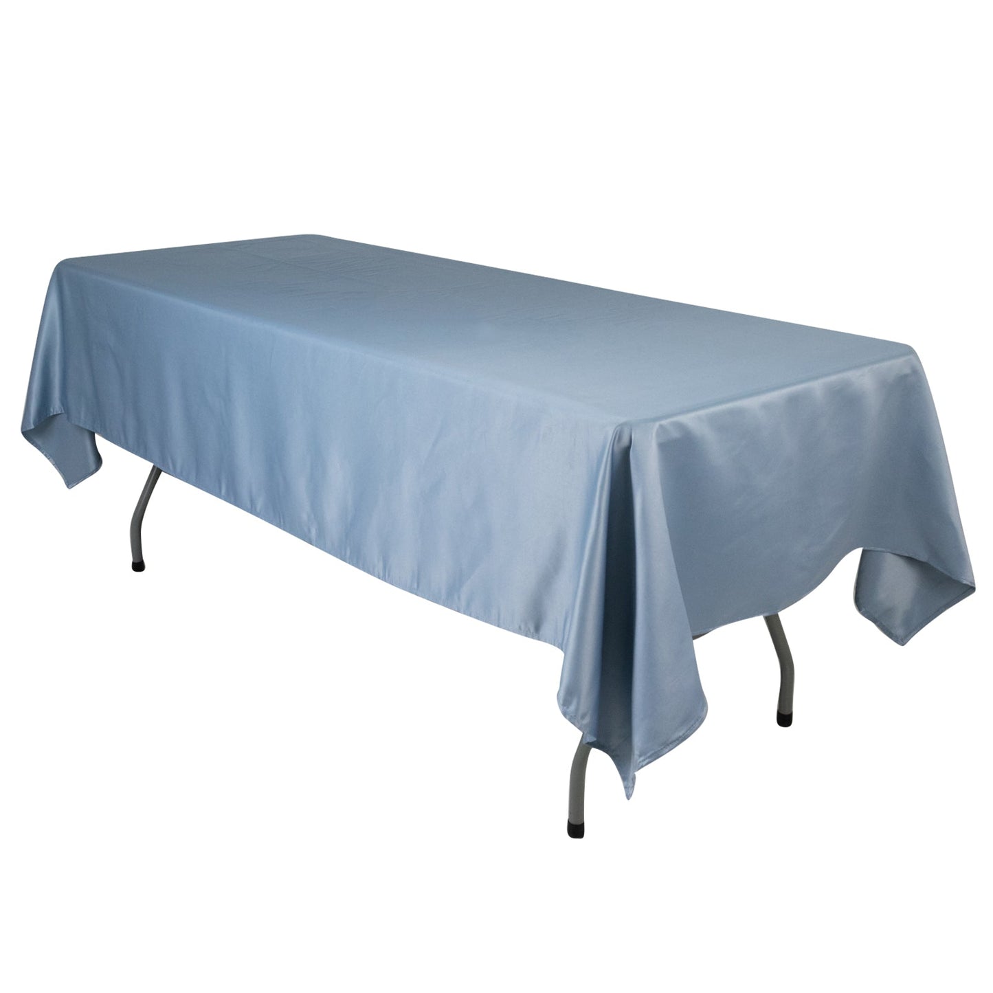 Lamour Satin 60"x102" Rectangle Tablecloth Dusty Blue - Durable & Silky Soft Feel Table Cover