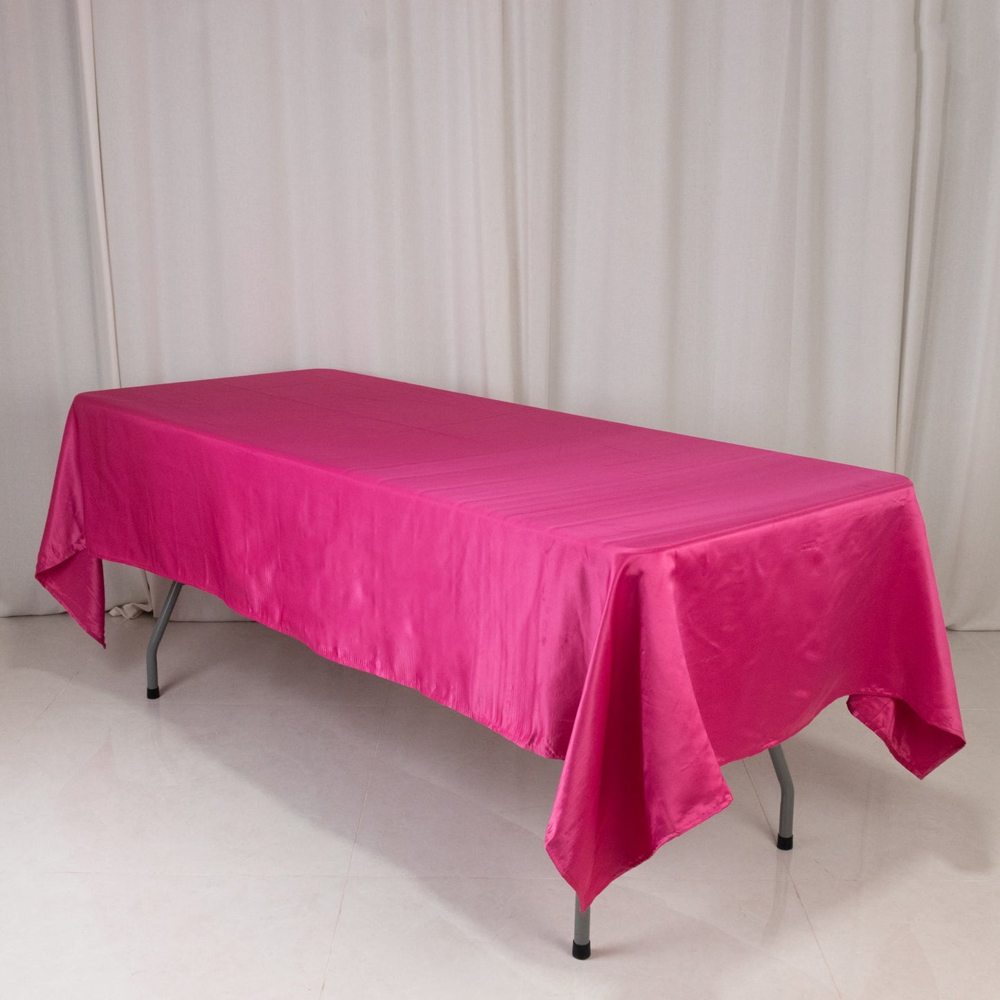 Lamour Satin 60"x102" Rectangle Tablecloth Fuchsia - Durable & Silky Soft Feel Table Cover