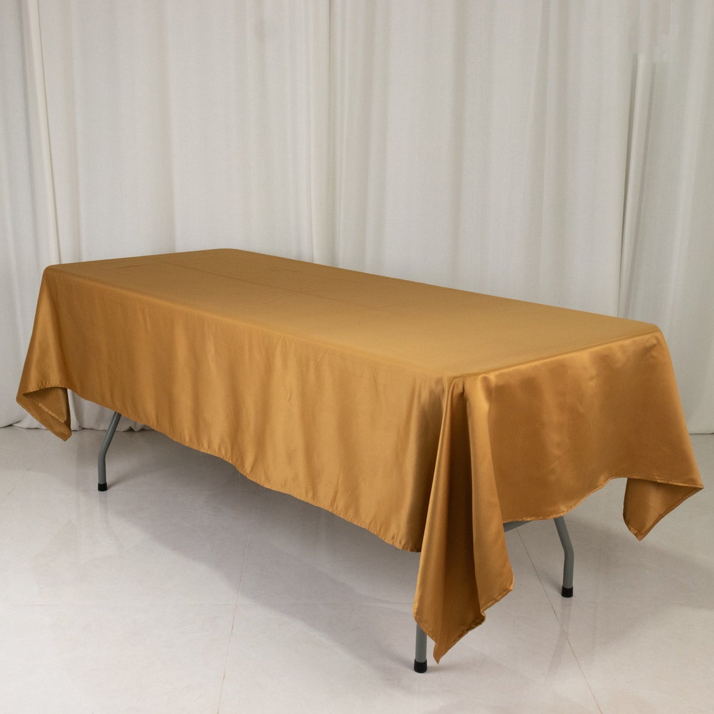 Lamour Satin 60"x102" Rectangle Tablecloth Gold - Durable & Silky Soft Feel Table Cover for Weddings & Banquets