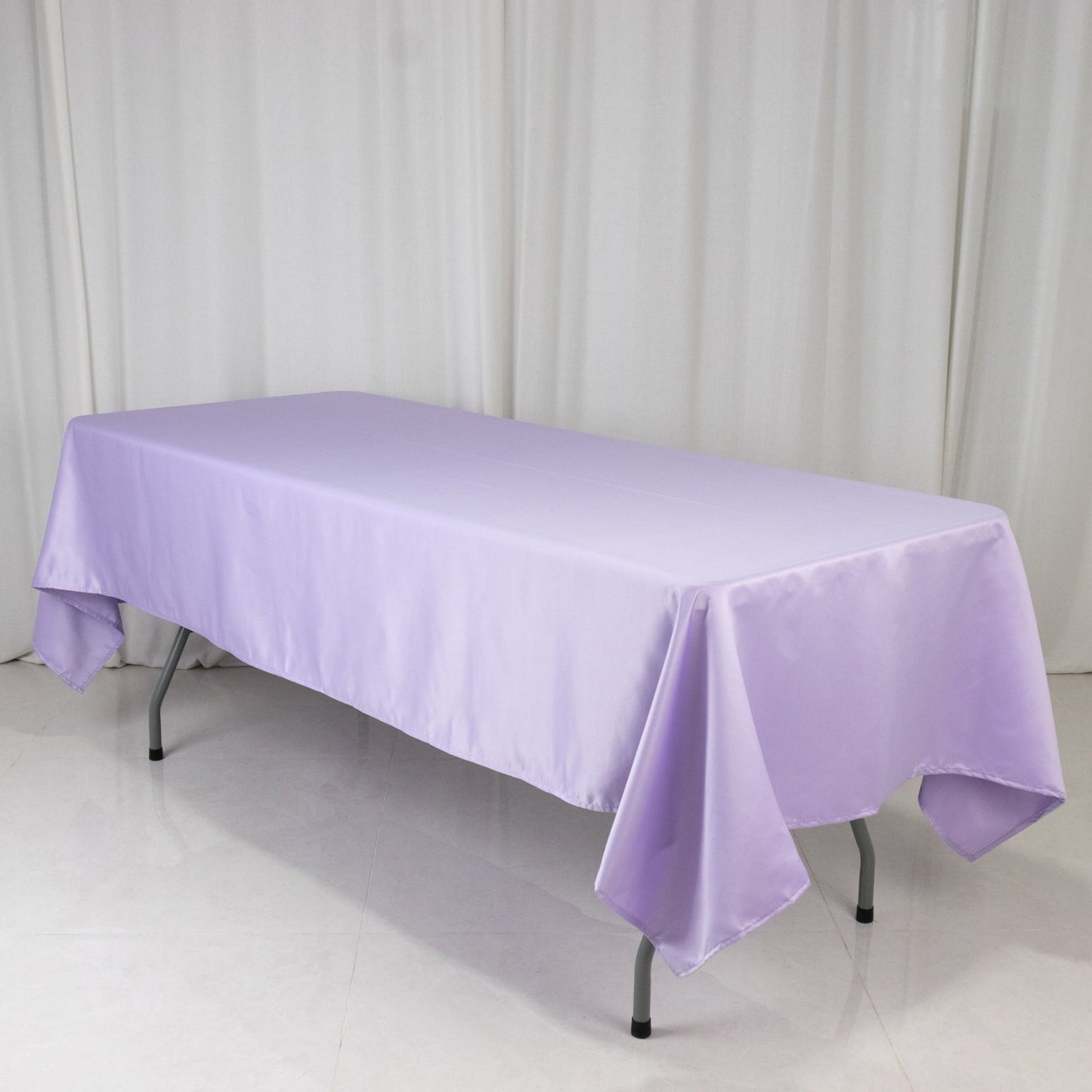 Lamour Satin 60"x102" Rectangle Tablecloth Lavender Lilac - Durable & Silky Soft Feel Table Cover