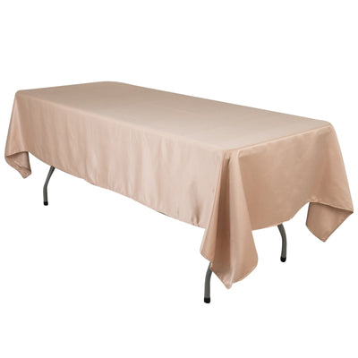 Lamour Satin 60"x102" Rectangle Tablecloth Nude - Durable & Silky Soft Feel Table Cover