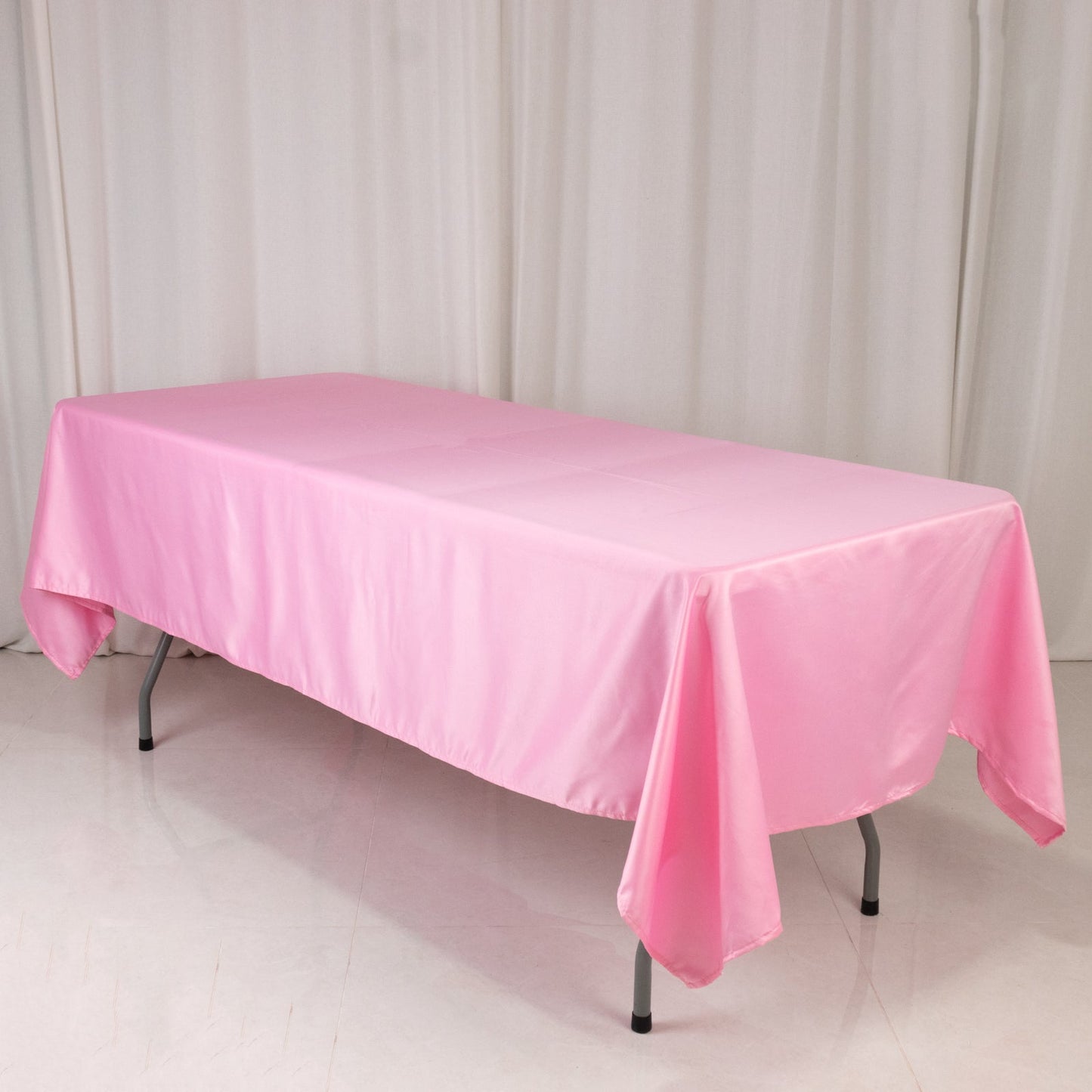 Lamour Satin 60"x102" Rectangle Tablecloth Pink - Durable & Silky Soft Feel Table Cover