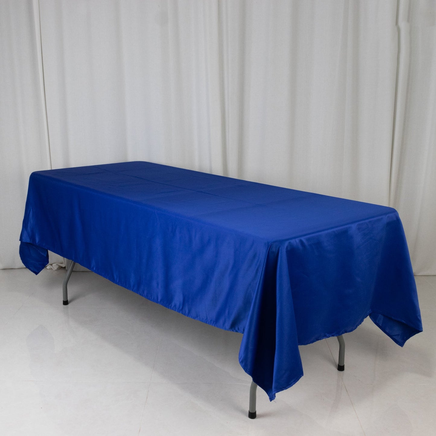 Lamour Satin 60"x102" Rectangle Tablecloth Royal Blue - Durable & Silky Soft Feel Table Cover