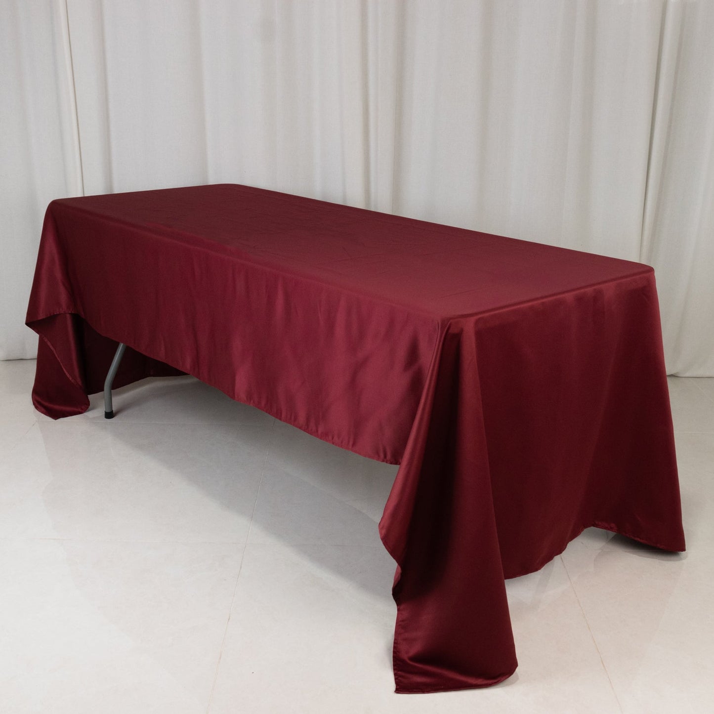 Lamour Satin 60"x126" Rectangle Tablecloth Burgundy - Soft & Silk-Like Table Cover