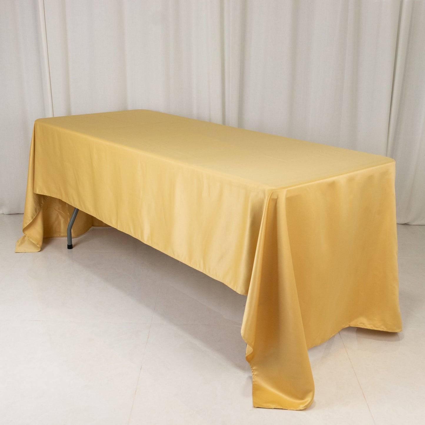 Lamour Satin 60"x126" Rectangle Tablecloth Champagne - Soft & Silk-Like Table Cover