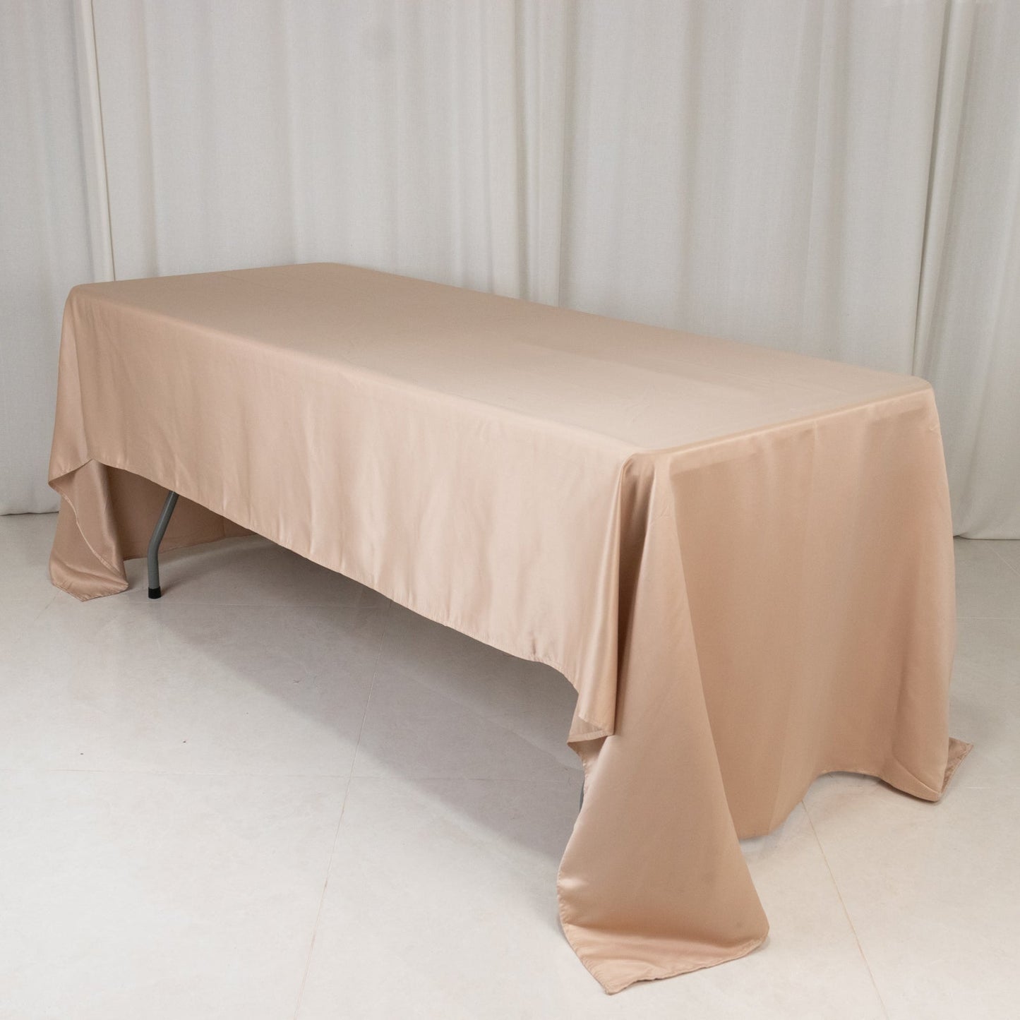 Lamour Satin 60"x126" Rectangle Tablecloth Nude - Soft & Silk-Like Table Cover