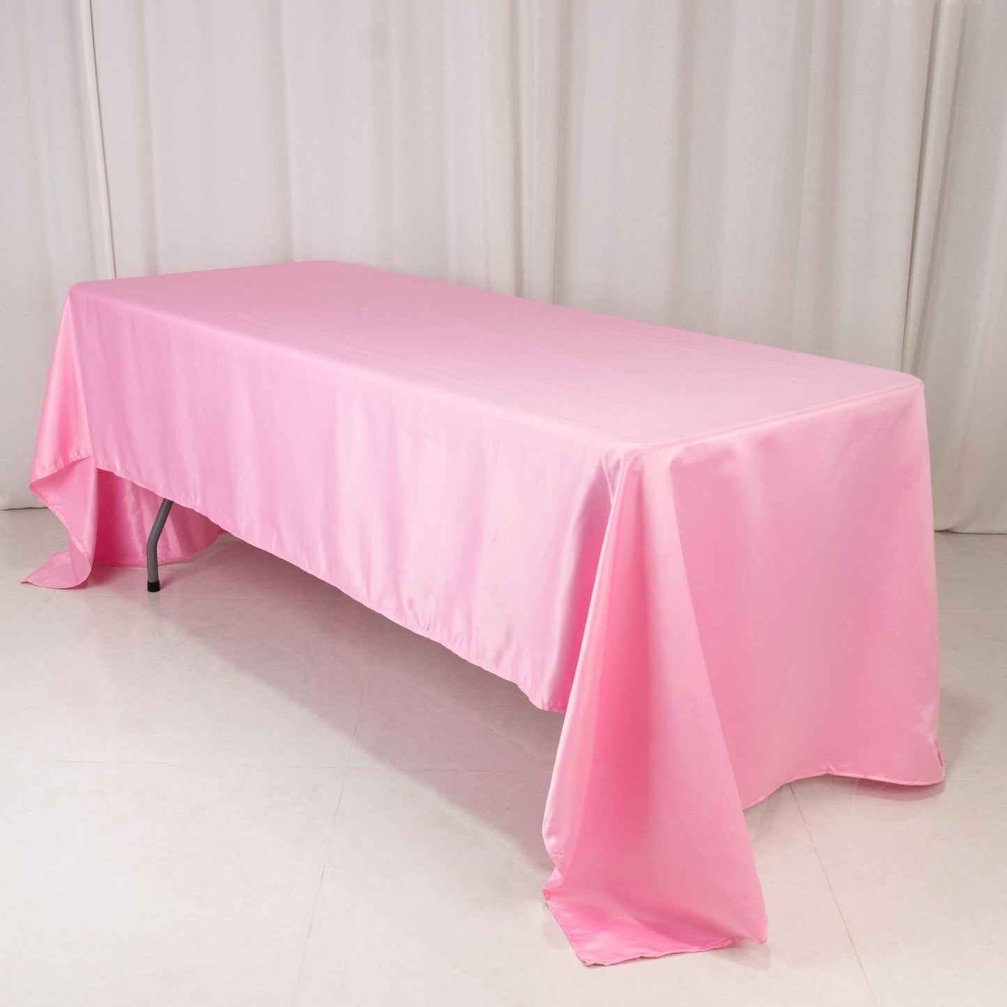 Lamour Satin 60"x126" Rectangle Tablecloth Pink - Soft & Silk-Like Table Cover