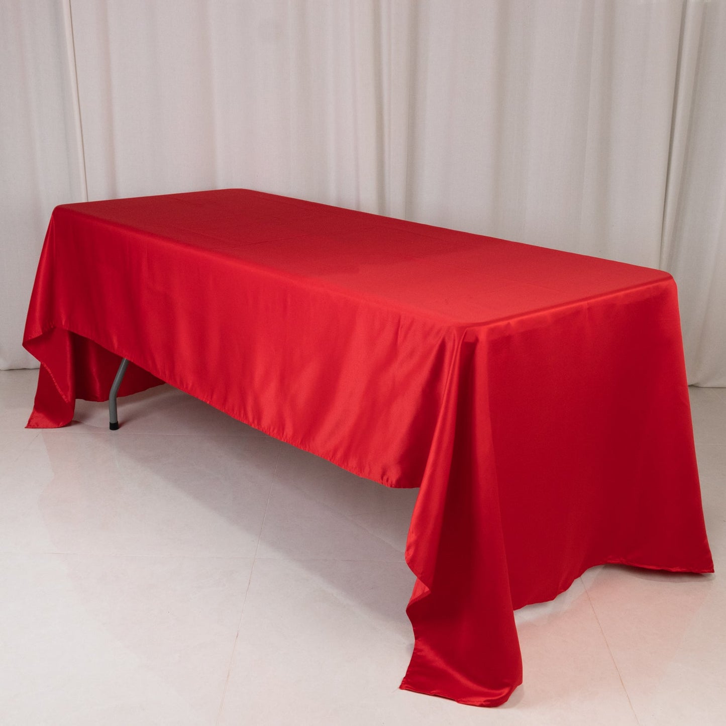 Lamour Satin 60"x126" Rectangle Tablecloth Red - Soft & Silk-Like Table Cover