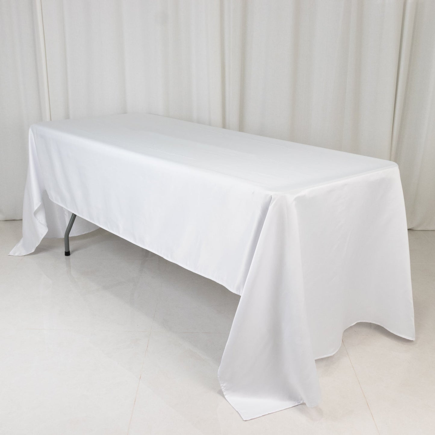 Lamour Satin 60"x126" Rectangle Tablecloth White - Soft & Silk-Like Table Cover for Upscale Dining