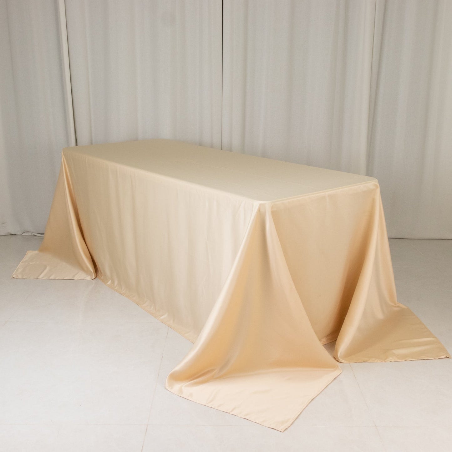 Lamour Satin 90"x132" Rectangle Tablecloth Beige - Soft & Silk-Like Seamless Table Cover