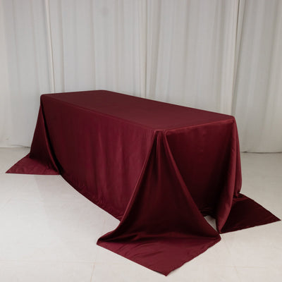 Lamour Satin 90"x132" Rectangle Tablecloth Burgundy - Soft & Silk-Like Seamless Table Cover